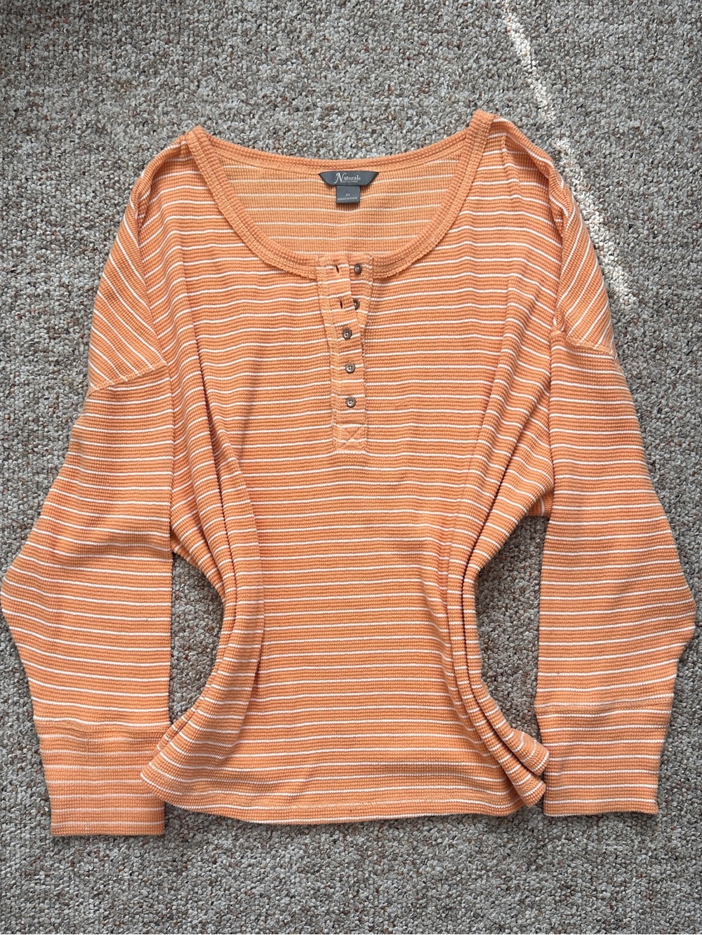 Creamsicle Striped Henley Long-Sleeve
